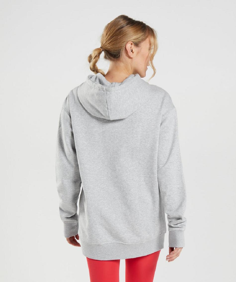 Sudadera Con Capucha Gymshark Entrenamiento Oversized Mujer Gris Claro | CO 2037GSO